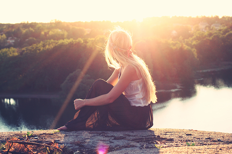 girl at lake